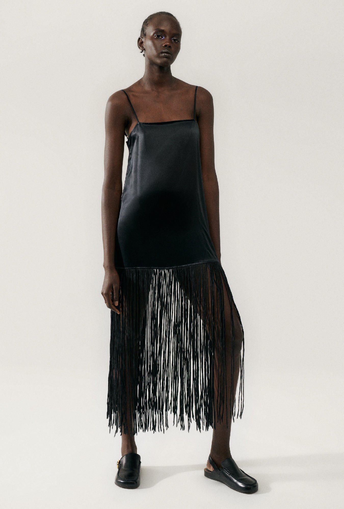 Black tassel fringe dress best sale