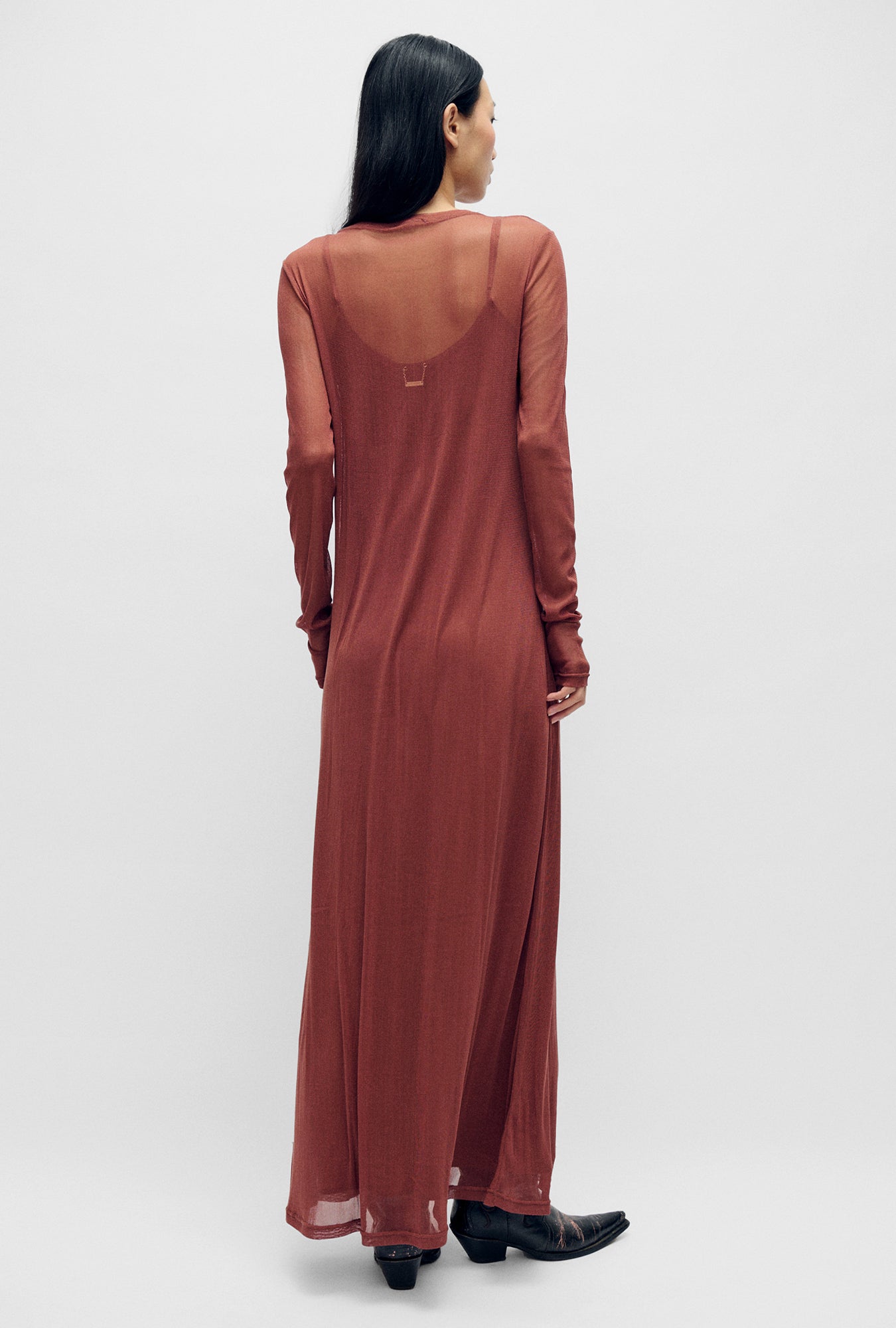 MESH LONG SLEEVE DRESS CANYON