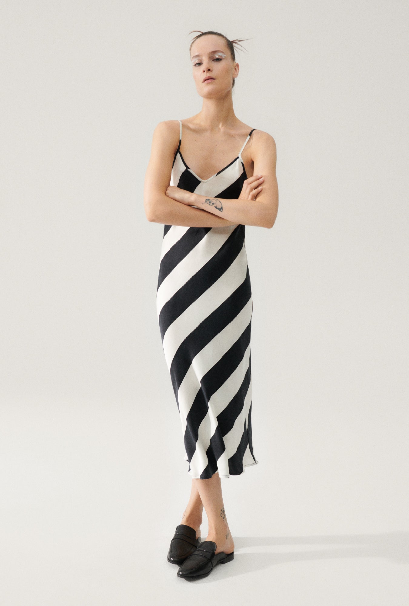 90S SLIP DRESS BLACK STRIPE