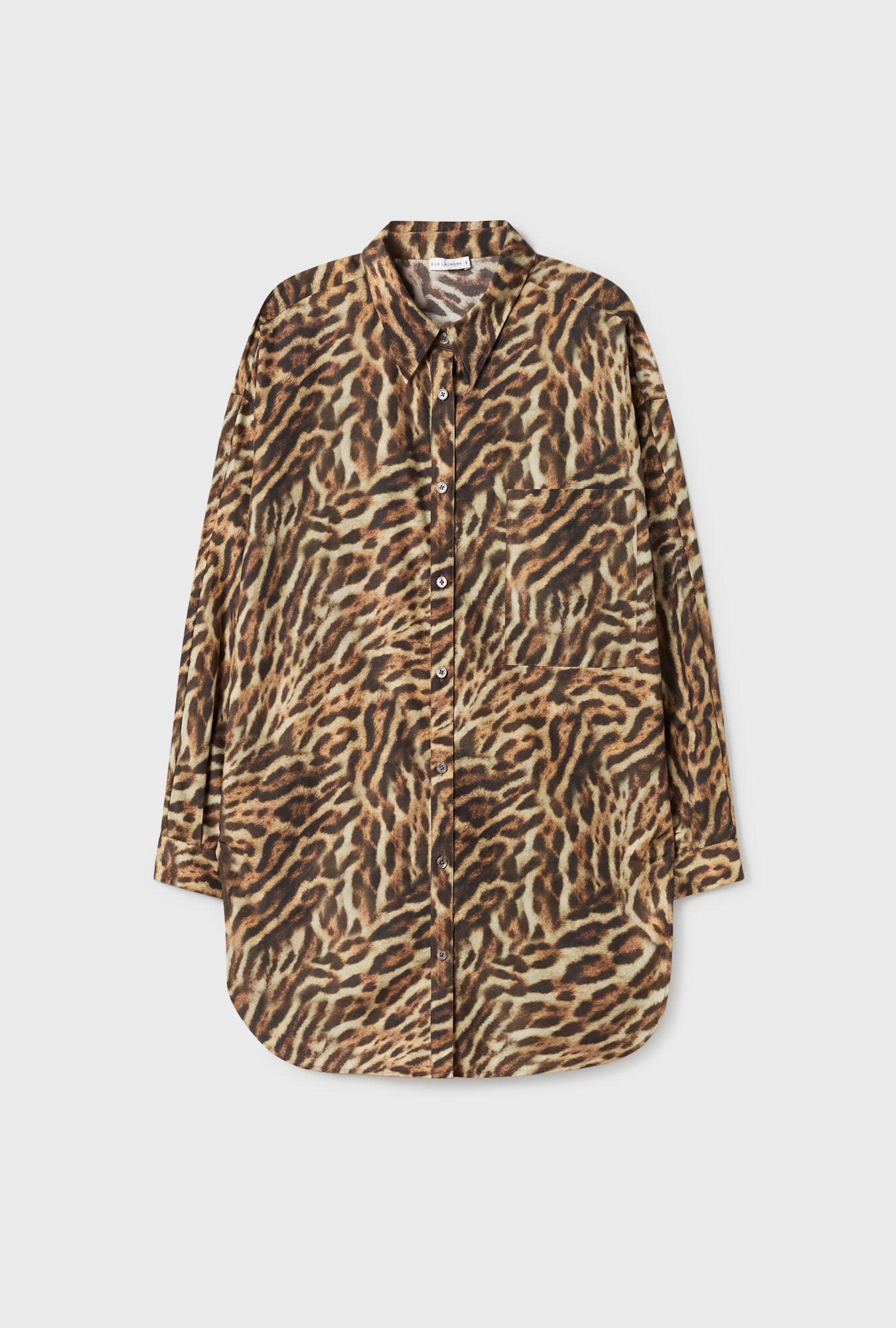 COTTON SILK ROUND SHIRT LEOPARD