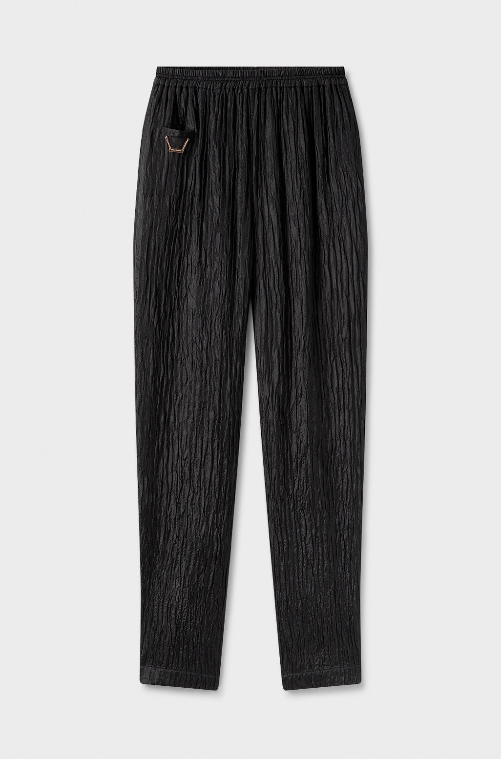 CRINKLE CURVED PANTS BLACK