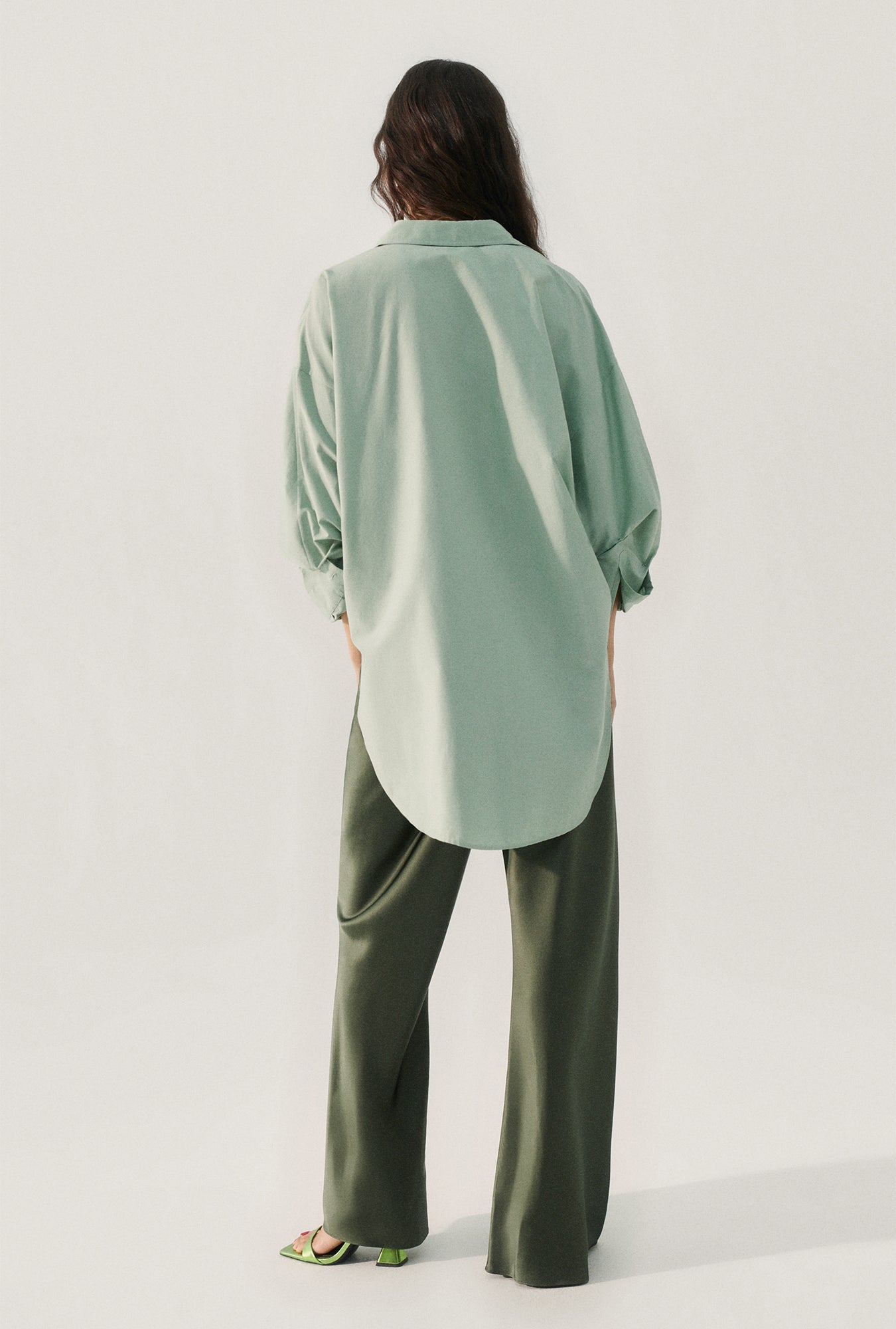 COTTON SILK ROUND SHIRT LICHEN