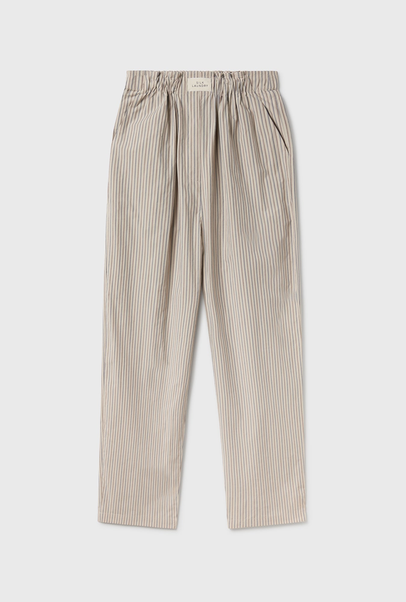 COTTON SILK PAPER BAG PANTS SLATE STRIPE