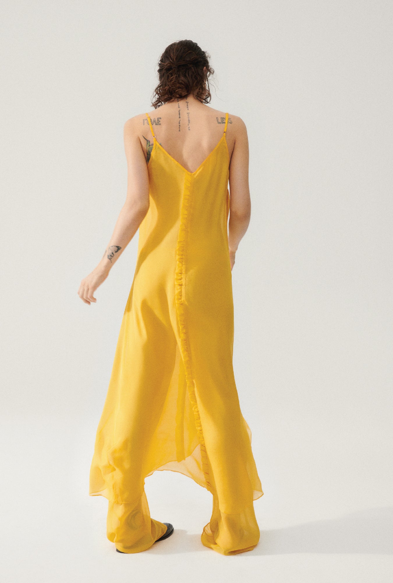 CHIFFON TONI RUFFLE DRESS GOLDFINCH