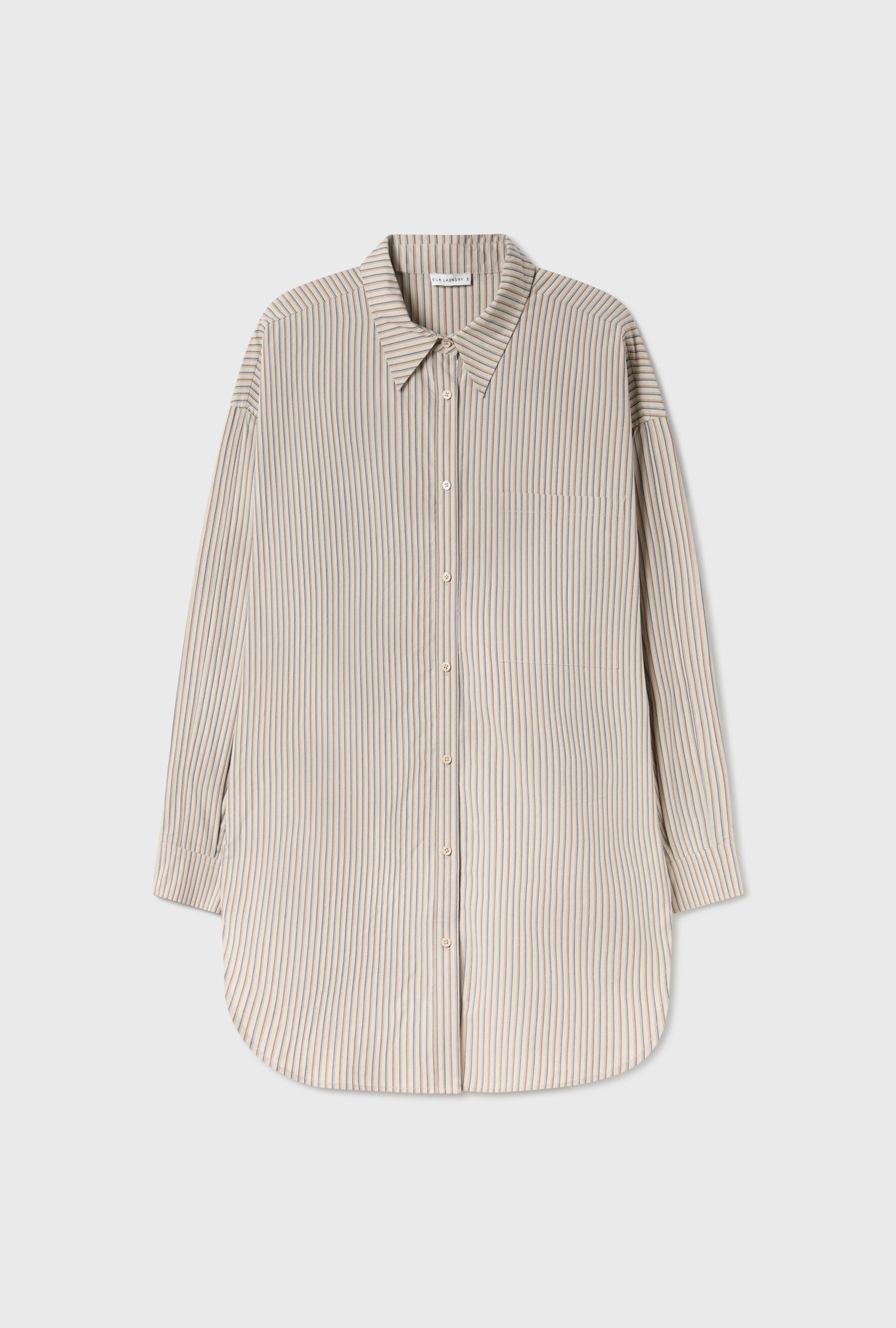 COTTON ROUND SHIRT SLATE STRIPE