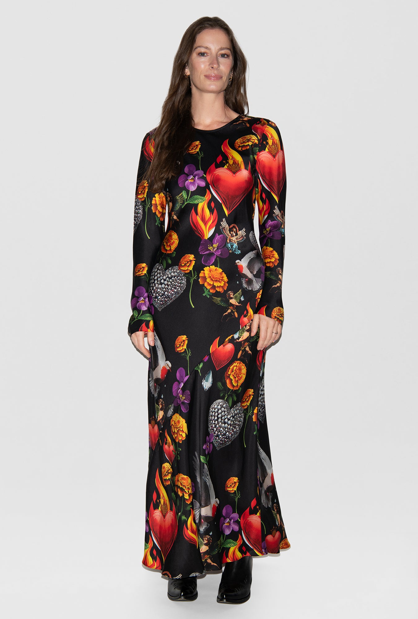 FULL SLEEVE BIAS DRESS DEARLY BELOVED BLACK