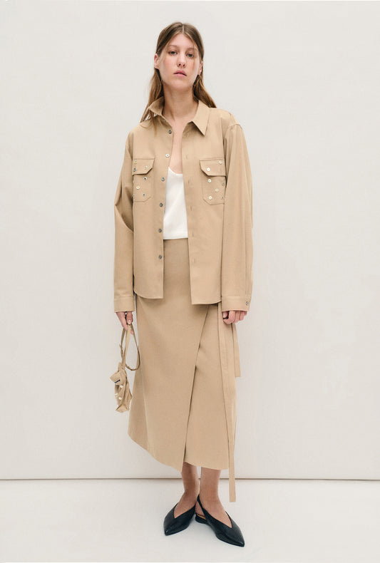 PEARL WRAP SKIRT SAND