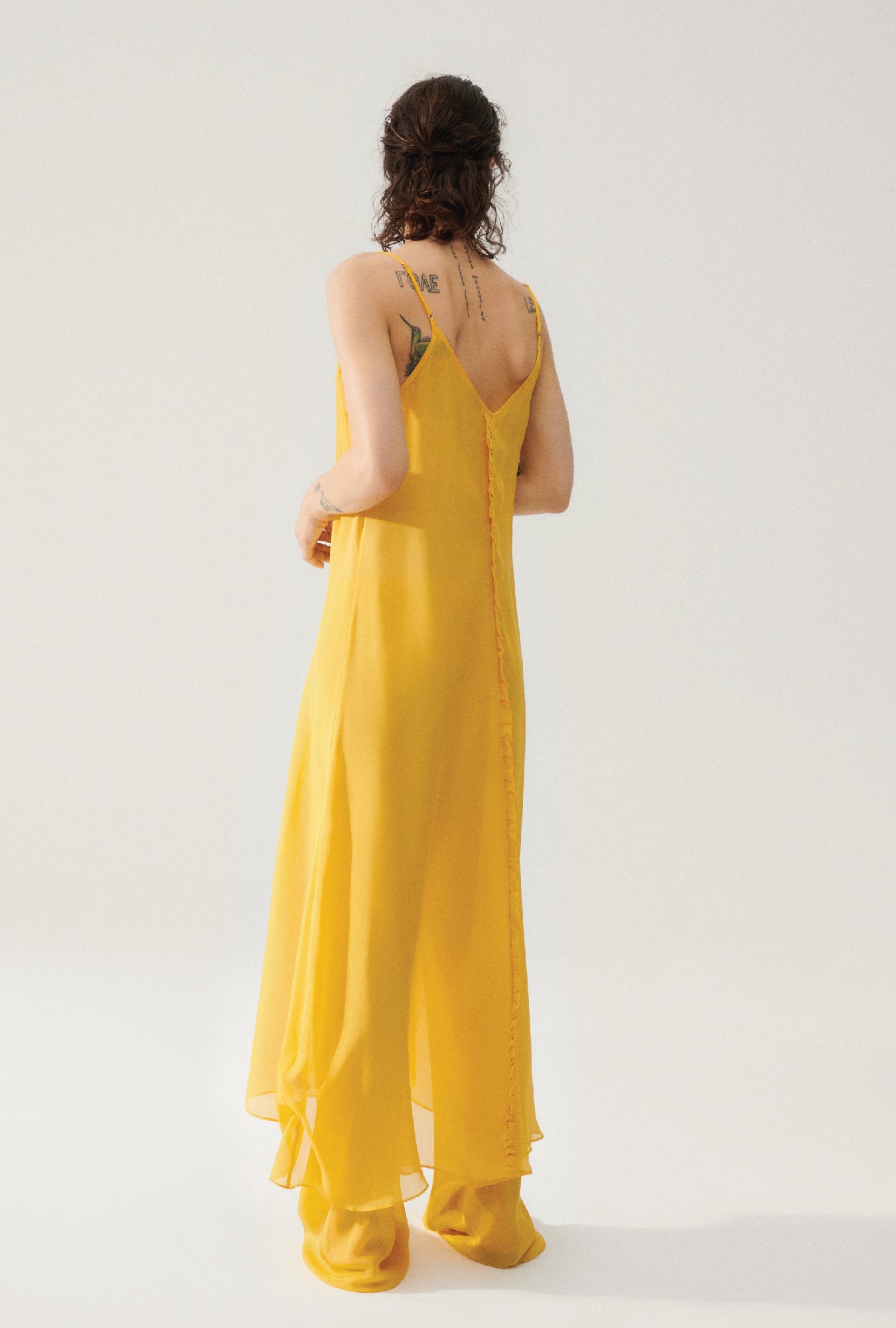 CHIFFON TONI RUFFLE DRESS GOLDFINCH