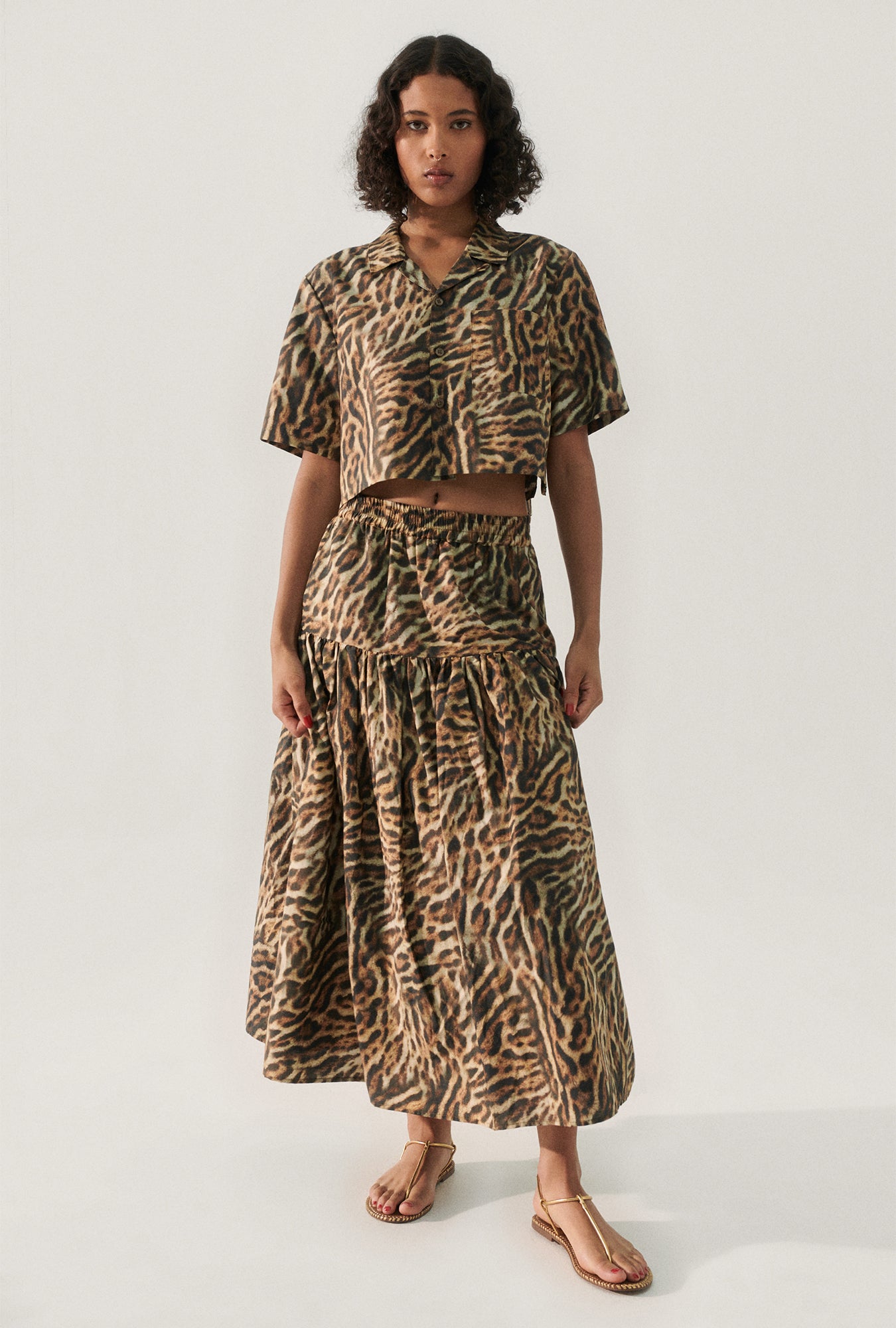 COTTON SILK 80S SKIRT LEOPARD