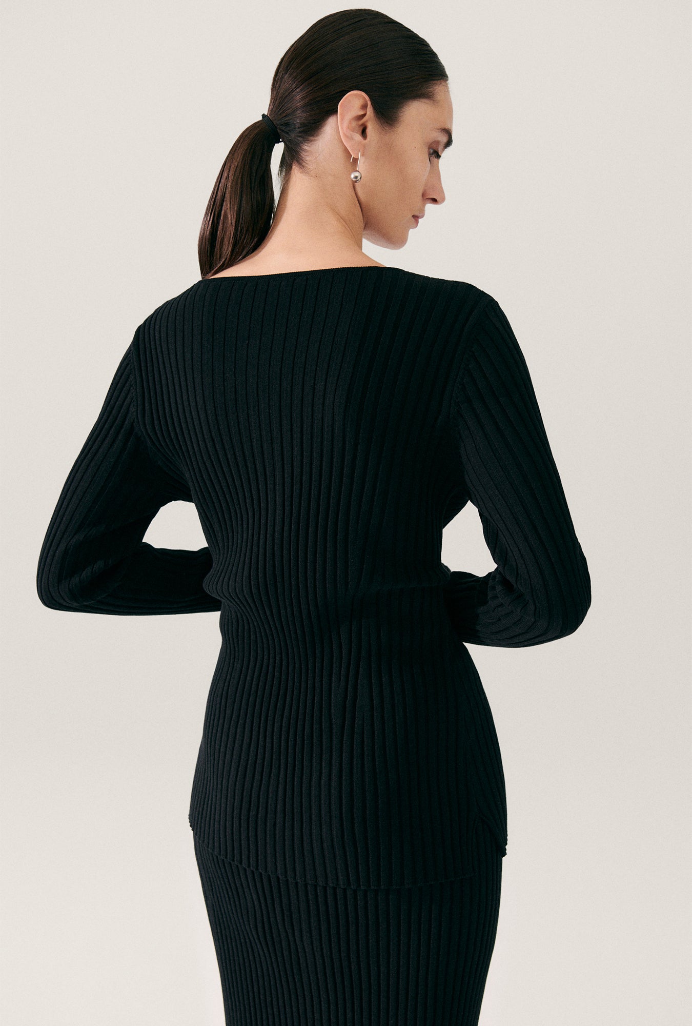 RIBBED CARDIGAN BLACK