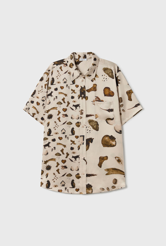 SHORT SLEEVE BOYFRIEND SHIRT 2.0 MIRACLES HAZELNUT