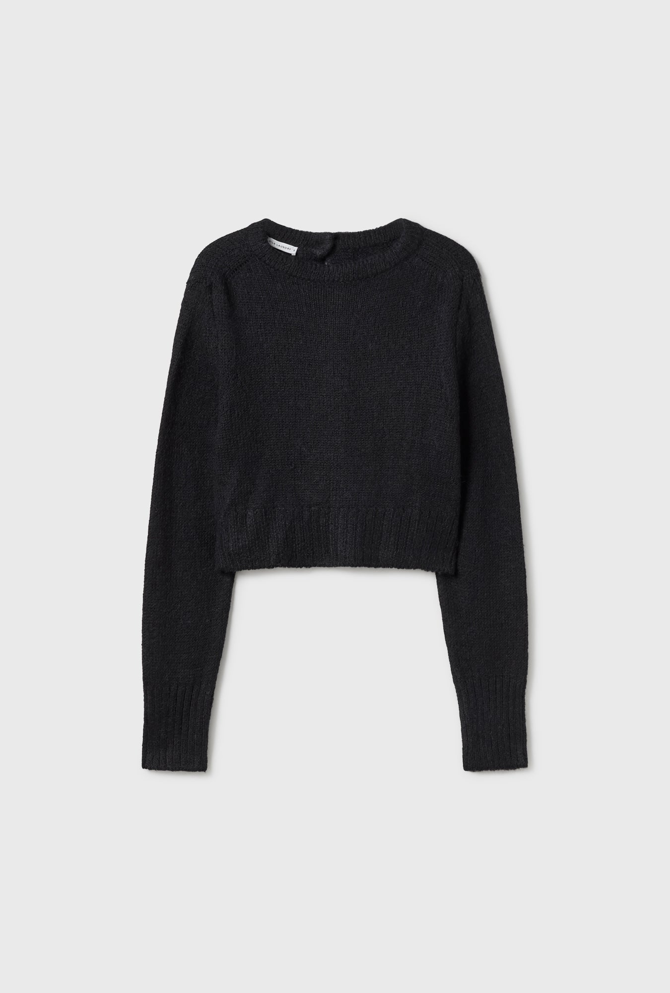 ALPACA REVERSED CROPPED CARDIGAN BLACK