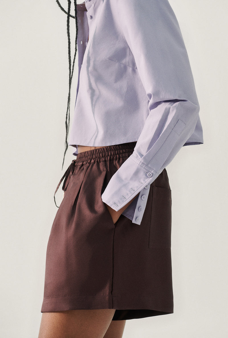 TWILL SLOUCH SHORTS CACAO