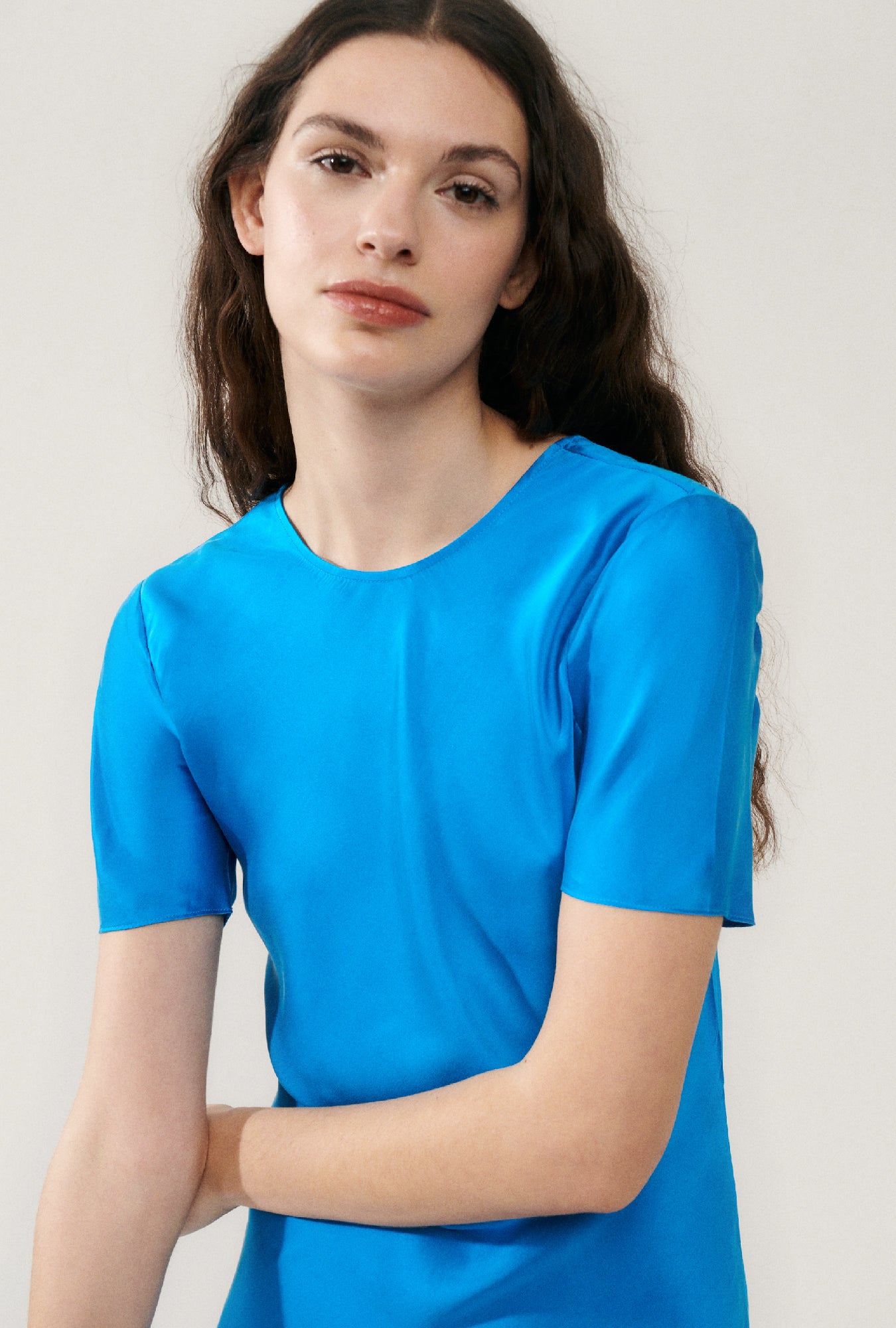 SHORT SLEEVE BIAS DRESS COAST BLUE