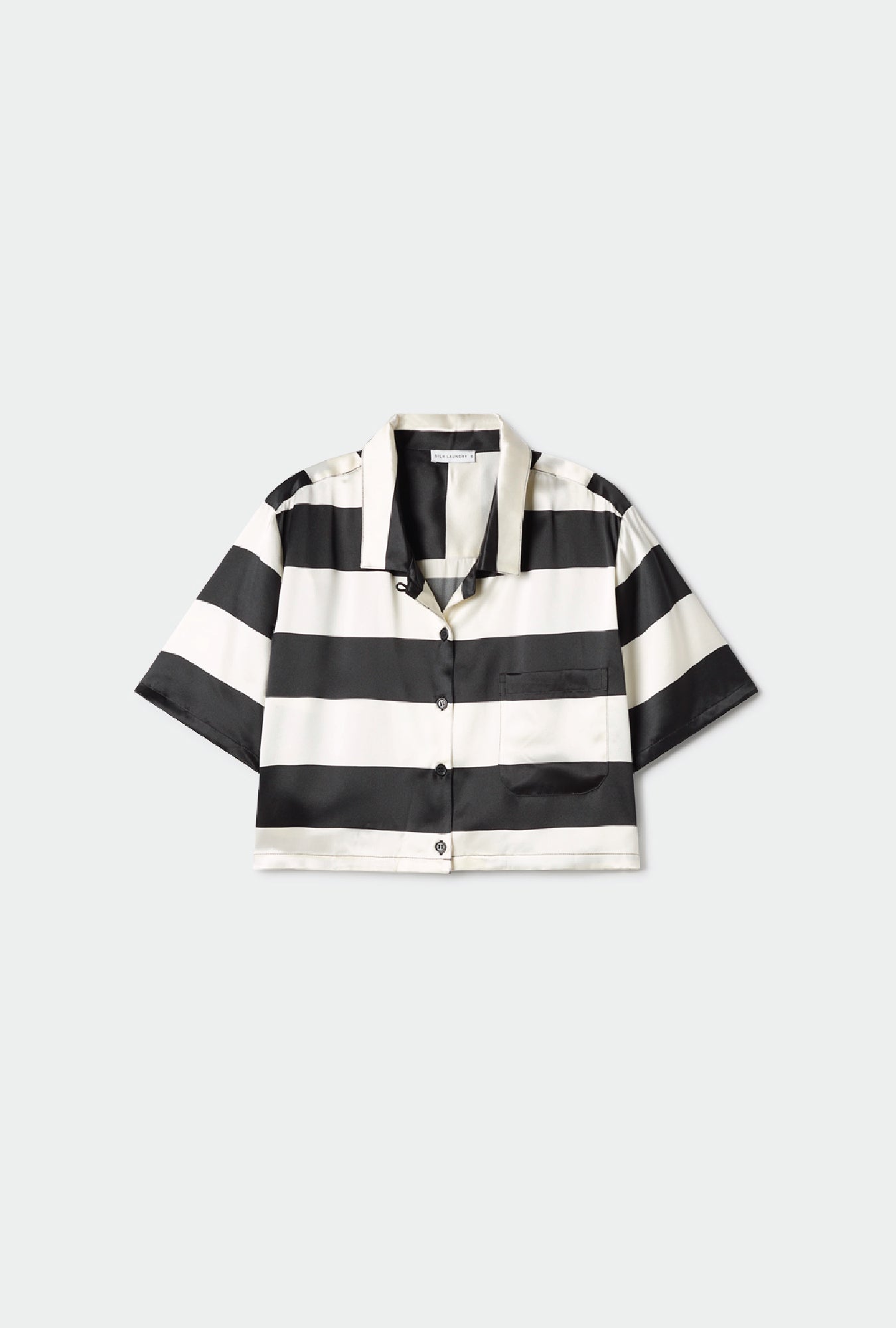 HEAVY CROPPED CAMP SHIRT BLACK STRIPE