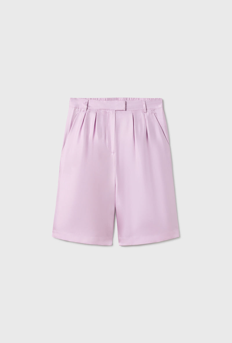 TWILL DOUBLE PLEATED SHORTS LILAC