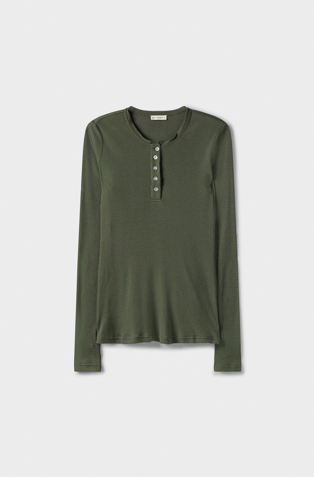 RIBBED LONG SLEEVE HENLEY CEDAR