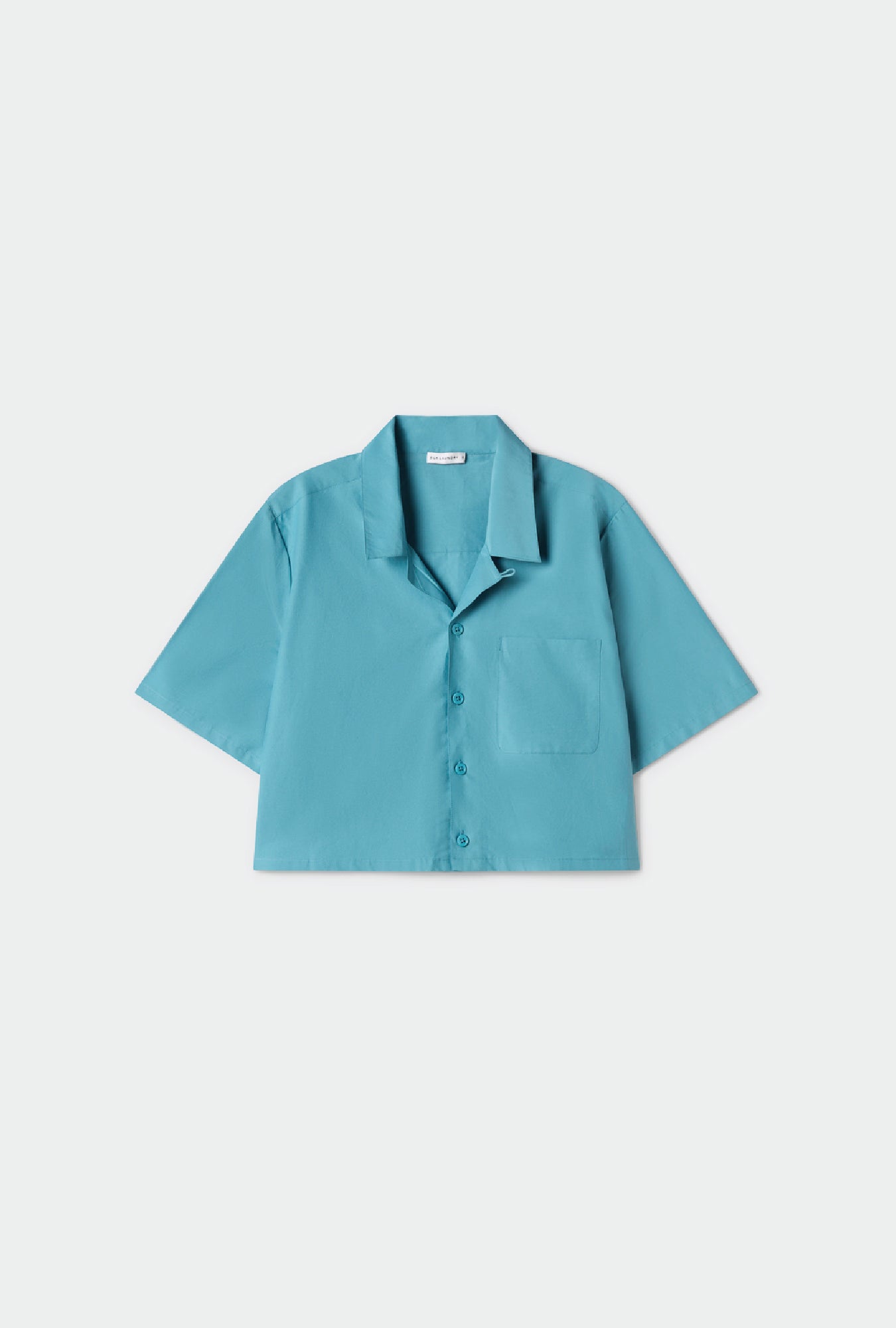 COTTON SILK CROPPED CAMP SHIRT LAKE