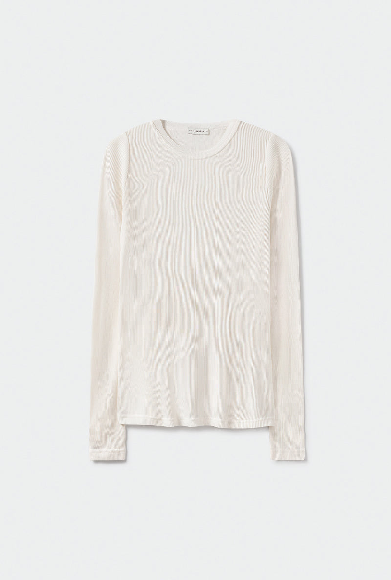 RIBBED LONG SLEEVE TOP WHITE